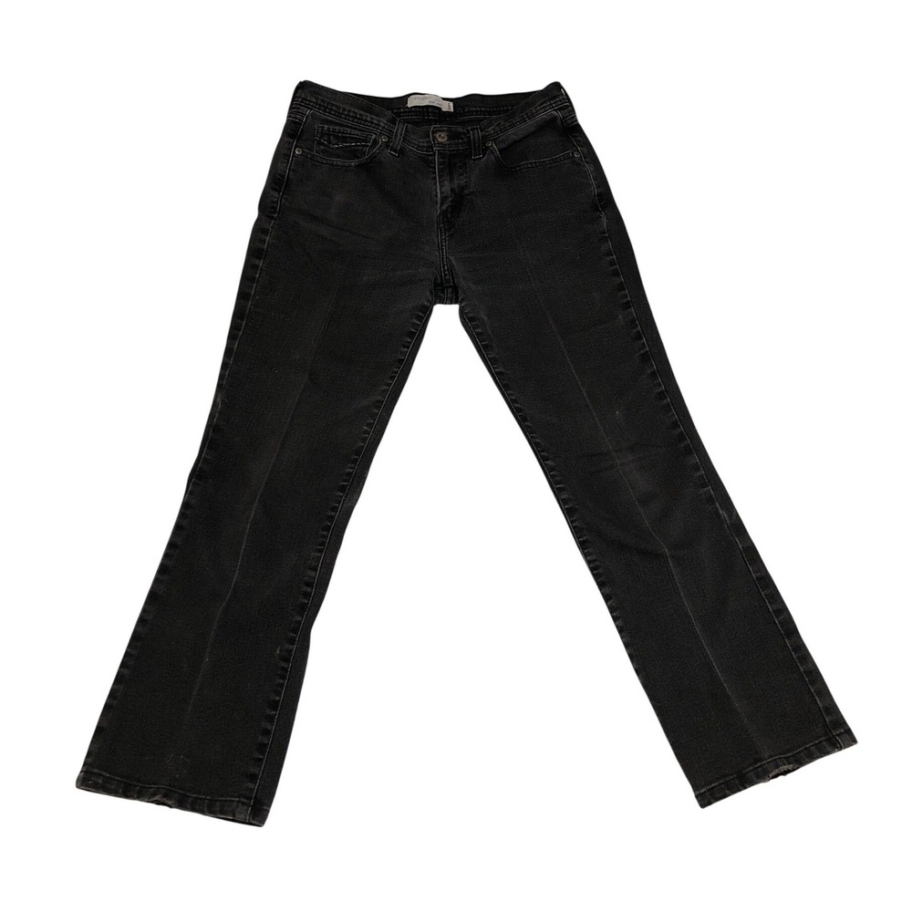 Levis 505 Straight Leg Jeans Black Stretch Denim Pants Womens 6 S/C 30x25.5